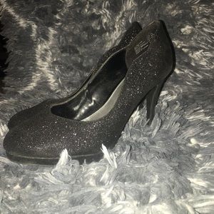sparkly black heels